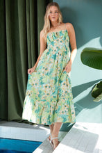 Load image into Gallery viewer, New Summer  Floral Smocked Back Ruffled Hem Maxi Cami Dress – Bohemian Elegance, Feminine, Flowy, Comfortable, Effortlessly Chic
