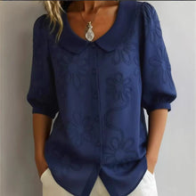 Load image into Gallery viewer, Women's Loose-Fit Retro 3D Embroidered Floral Shirt – Buttoned Casual Top
