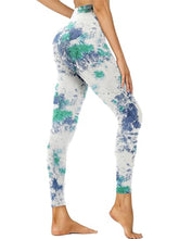 Load image into Gallery viewer, Cropped High-Rise Leggings – Sky Blue Print Workout Pants

