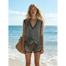 Load image into Gallery viewer, Women's V-Neck Vest &amp; Shorts Two-Piece Set
