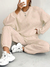 Load image into Gallery viewer, Women's Cable-Knit Texture Sweatshirt &amp; Jogger Pants Set
