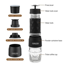 Load image into Gallery viewer, Cafelffe 3 In1 Portable Coffee Machine Hot/Cold Water Manual Espresso Maker For Capsule &amp; Ground Hand Press Brewer hiking Travel
