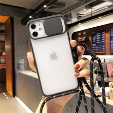 Load image into Gallery viewer, Camera Lens Protection Candy Color Phone Case  For iPhone 14 13 12 11 Pro Necklace With Long Rope Lanyard Cover Camera Lens Protector Translucent Soft Edges Colorful Transparent iphone Cover

