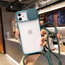 Load image into Gallery viewer, Camera Lens Protection Candy Color Phone Case  For iPhone 14 13 12 11 Pro Necklace With Long Rope Lanyard Cover Camera Lens Protector Translucent Soft Edges Colorful Transparent iphone Cover
