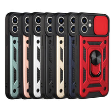 Load image into Gallery viewer, Camera Protection Shockproof Armor Case For iPhone 12 13 14 Pro Max Cover Men Cool  Woman Camera Cover And Stand Sliding Lens Protection Rotating Ring Mount  Shock Resistant Shockproof Protective Bumper
