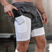 Load image into Gallery viewer, Camo Running Shorts Men Gym Sports Shorts 2 In 1 Quick Dry Workout Training Gym Fitness Jogging Short Pants Summer Men Shorts  Men's Running Gym Shorts Breathable with Pockets Quick Dry Sportswear
