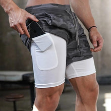 Load image into Gallery viewer, Camo Running Shorts Men Gym Sports Shorts 2 In 1 Quick Dry Workout Training Gym Fitness Jogging Short Pants Summer Men Shorts  Men's Running Gym Shorts Breathable with Pockets Quick Dry Sportswear
