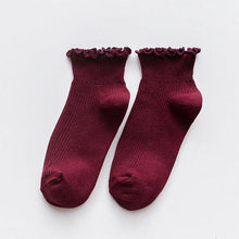 Load image into Gallery viewer, Candy High Quality Lace Solid Color Cute Sweet Girl Fashion Socks Pure Cotton Wood Ear Light Mouth Cotton Novelty Socks Unisex Crew Socks For Men And Women
