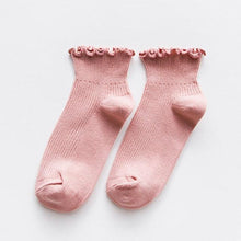 Load image into Gallery viewer, Candy High Quality Lace Solid Color Cute Sweet Girl Fashion Socks Pure Cotton Wood Ear Light Mouth Cotton Novelty Socks Unisex Crew Socks For Men And Women
