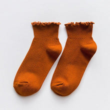 Load image into Gallery viewer, Candy High Quality Lace Solid Color Cute Sweet Girl Fashion Socks Pure Cotton Wood Ear Light Mouth Cotton Novelty Socks Unisex Crew Socks For Men And Women
