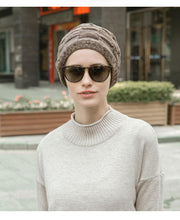 Load image into Gallery viewer, Caps Warmer Bonnet Casual Cap Winter Beanie Hats Hat winter hat Bobble Hat Winter Balaclava Women Bandana Baotou Cap Scarf Warm Thick Beanie Skellies Women Girls Cable Knit Soft Cute Beanie with Ears Detachable Pompom Fur Hat Girls
