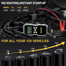 Load image into Gallery viewer, MANDOTOS Car Jump Starter Pro With Air Compressor 6000A 21800mAh LCD Display Portable Booster Charger
