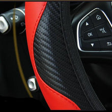 Load image into Gallery viewer, Car Steering Wheel Cover Breathable Anti Slip PU Leather Steering Covers Suitable 37-38cm Auto Decoration Carbon Fiber Thread Leather Steering Wheel Cover Heavy Duty Pure Cowhide Steering Wheel Cover, Genuine Leather Steering Wheel Cover
