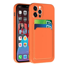 Load image into Gallery viewer, Card Pocket Protective Slim Wallet Case For iPhone 14 13 12 11 Pro Max Modern Bright Color iPhone Cover Lightweight Card Slot Design Simple Color Business Protective Case
