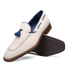 Load image into Gallery viewer, 16-628-SND CARMEN Sueded Goatskin &amp; Crocodile Tassel Loafer, Sand
