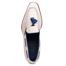 Load image into Gallery viewer, 16-628-SND CARMEN Sueded Goatskin &amp; Crocodile Tassel Loafer, Sand
