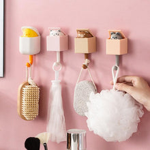 Load image into Gallery viewer, Cartoon Cat Hook Self Adhesive Dormitory Bedroom Door Hangers Hooks Key Umbrella Towel Cap Coat Rack Wall Animal Decoration Rack Non-Marking Hook Nail-Free Animal Hook Entrance Key Strong Sticking Hook
