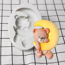 Load image into Gallery viewer, Cartoon Cute Moon 3D Bear Silicone Mold Baby Birthday Party Cupcake Decoration Tool Dessert Pastry Fudge Chocolate Candy Baking Silicone Fondant Molds For Teddy Bear
