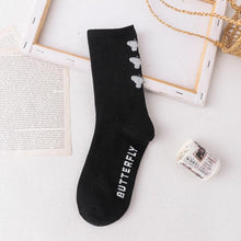 Load image into Gallery viewer, Cartoon socks cute bow print white black calcetines Women's Novelty Socks Crew Fun Funky fall fashion Casual Cotton Dress Socks
