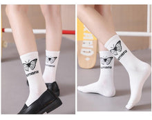 Load image into Gallery viewer, Cartoon socks cute bow print white black calcetines Women's Novelty Socks Crew Fun Funky fall fashion Casual Cotton Dress Socks
