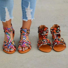 Load image into Gallery viewer, Casual Sandals Shoes Women Colorful Summer Flat Ankle Strap Sandals Shoes Flats Sandals For Women Dressy Strappy Flat Open Toe Sandals Wide Comfortable Leather Sandals
