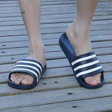 Load image into Gallery viewer, Casual Summer Modern Design Men Slippers Soft Black White Stripes Pattern Flip Flops Casual Summer Outdoor Slides For Women
