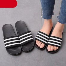 Load image into Gallery viewer, Casual Summer Modern Design Men Slippers Soft Black White Stripes Pattern Flip Flops Casual Summer Outdoor Slides For Women

