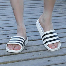 Load image into Gallery viewer, Casual Summer Modern Design Men Slippers Soft Black White Stripes Pattern Flip Flops Casual Summer Outdoor Slides For Women
