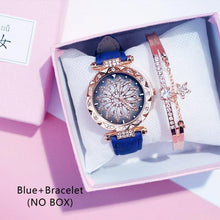 Load image into Gallery viewer, Casual Women Romantic Starry Sky Wrist Watch Bracelet Leather Rhinestone Designer Simple Dress Women's Watches Women Starry Sky PU Leather Strap Quartz Wristwatches For Woman Girls Teenagers
