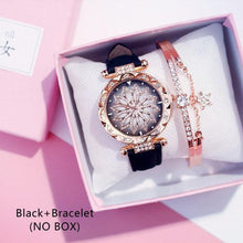 Load image into Gallery viewer, Casual Women Romantic Starry Sky Wrist Watch Bracelet Leather Rhinestone Designer Simple Dress Women's Watches Women Starry Sky PU Leather Strap Quartz Wristwatches For Woman Girls Teenagers
