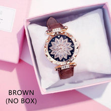 Load image into Gallery viewer, Casual Women Romantic Starry Sky Wrist Watch Bracelet Leather Rhinestone Designer Simple Dress Women's Watches Women Starry Sky PU Leather Strap Quartz Wristwatches For Woman Girls Teenagers
