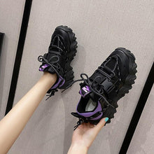 Load image into Gallery viewer, Casual Womens Blue Sneakers High Heels Platform Sports Shoes Autumn Thick Bottom Walking Breathable Vulcanized Shoes Luxury Tennis Sneakers Trainers Lace Up Fashion Design
