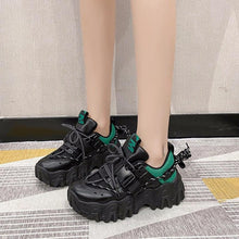 Load image into Gallery viewer, Casual Womens Blue Sneakers High Heels Platform Sports Shoes Autumn Thick Bottom Walking Breathable Vulcanized Shoes Luxury Tennis Sneakers Trainers Lace Up Fashion Design
