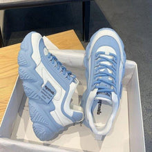 Load image into Gallery viewer, Casual Womens Blue Sneakers High Heels Platform Sports Shoes Autumn Thick Bottom Walking Breathable Vulcanized Shoes Luxury Tennis Sneakers Trainers Lace Up Fashion Design
