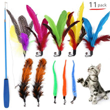 Load image into Gallery viewer, Cat Feather Toy Set Cat Feather Teaser Wand Toy for Kitten Cat Having Fun Exercise Playing Without the Stick Interactive Cat Feather Toys  Retractable Cat Wand Toy and Feathers Teaser Refills Cat Toys for Indoor
