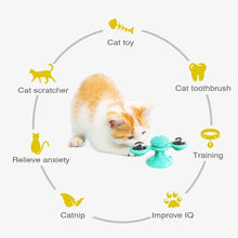 Load image into Gallery viewer, Cat Windmill Toy Funny Massage Rotatable Cat Toys With Catnip LED Ball Teeth Cleaning Pet Newest Windmill Cat Toy with LED and Catnip Ball Cat Turntable Teasing Interactive Toy with a Suction Cup Base Can be Cleaned Rotary Massage Tickle Anti-bite Toy
