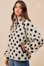Load image into Gallery viewer, BiBi Polka Dot Sherpa Half Zip Up Top with Side Pocket
