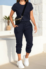 Load image into Gallery viewer, Women's Rolled-Cuff Short-Sleeve T-Shirt &amp; Cropped Drawstring Jogger Set
