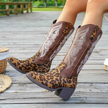 Load image into Gallery viewer, Brown Western Embroidered : Mid-Calf Boots

