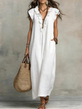 Load image into Gallery viewer, Women's Sleeveless Ruffle Pocket Maxi Dress
