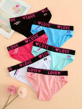 Load image into Gallery viewer, Soft Touch 6-Pack Seamless Bikini Briefs for Women – Colorful Drop Waist Cotton Panties with Stretch Fit &amp; Alphabet Print – Women&#39;s Everyday Lingerie &amp; Underwear Essentials for Summer
