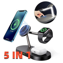 Load image into Gallery viewer, Multifunctional Five-In-One Magnetic Wireless Charging Watch Headset Desktop Mobile Phone Holder Charger 15W Fast Charge

