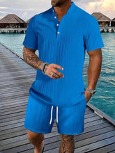 Load image into Gallery viewer, Men's Plus Size Short Sleeve Shirt and Shorts Set - Two Piece Summer Outfit
