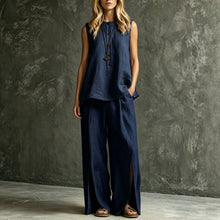 Load image into Gallery viewer, Women's Loose Sleeveless Tank Top &amp; Slit Wide-Leg Pants Two-Piece Set
