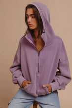 Load image into Gallery viewer, BiBi Stitch Detailed Elastic Hem Half Zip Fleece Hoodie
