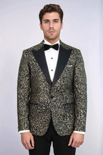 Load image into Gallery viewer, Feather Patterned Slim Fit Black Men Party Blazer - Wessi
