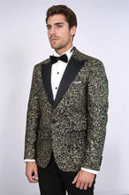 Load image into Gallery viewer, Feather Patterned Slim Fit Black Men Party Blazer - Wessi
