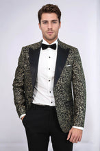 Load image into Gallery viewer, Feather Patterned Slim Fit Black Men Party Blazer - Wessi
