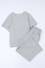 Load image into Gallery viewer, Solid Textured T-Shirt and Drawstring Pants Set

