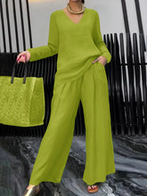 Load image into Gallery viewer, Solid Color Long Sleeve Top &amp; Pants Two-Piece Travel Set
